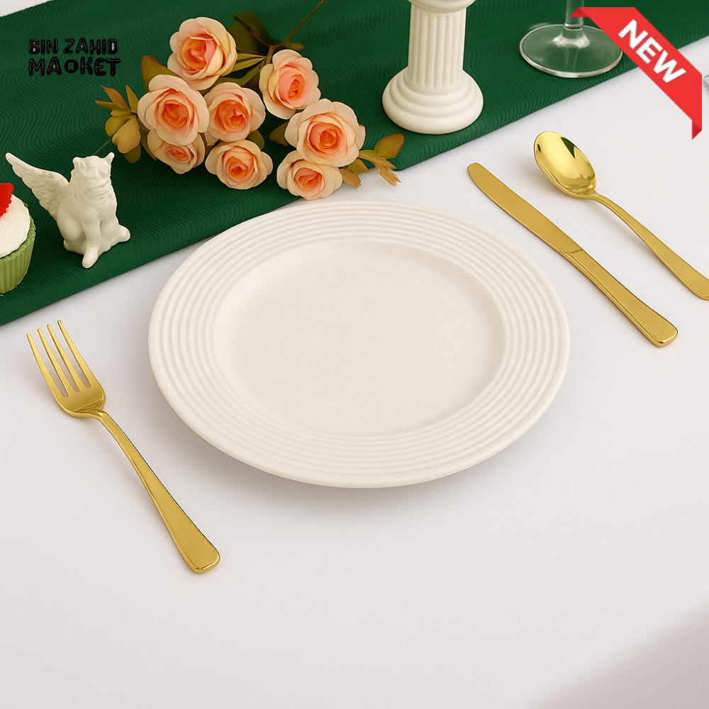 DANNY HOME 10.5’’ WHITE DINNER PLATE – MODERN RIMMED CERAMIC DISH FOR DINING & SERVING B40 1