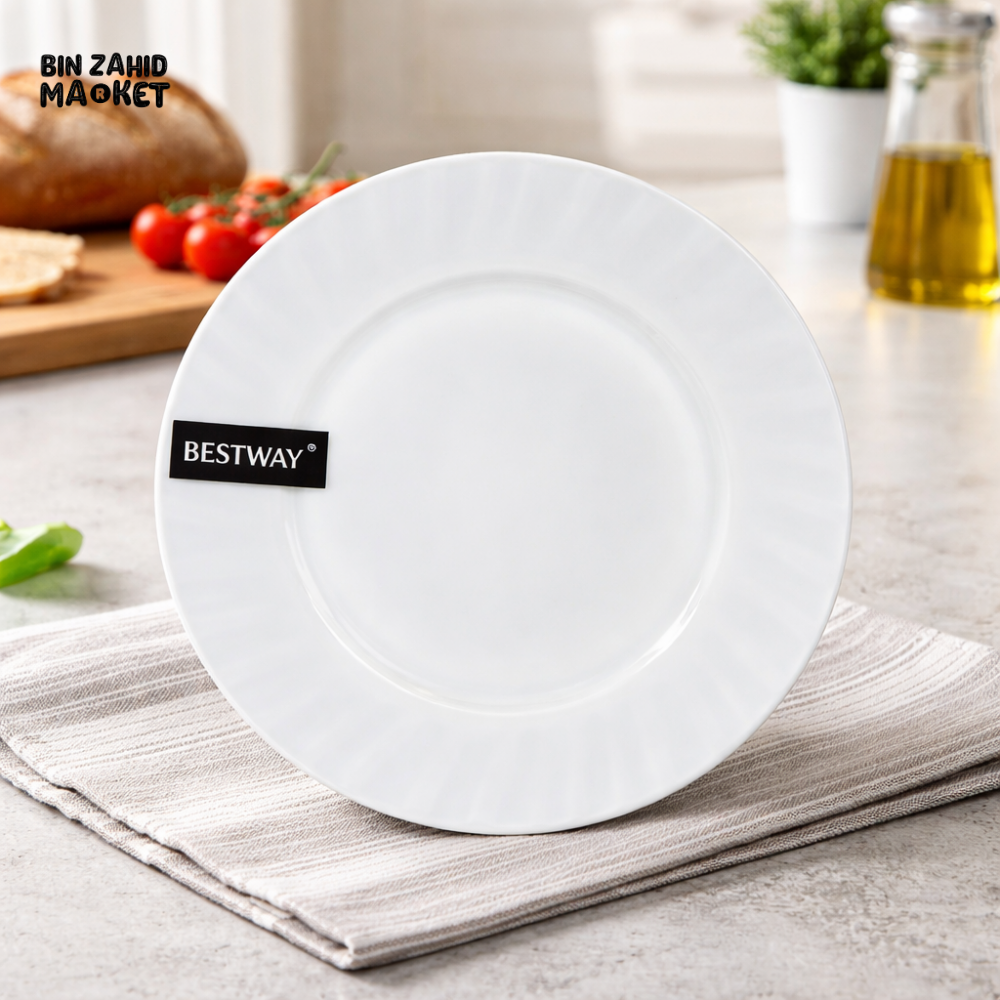 DANNY HOME 10’’ DINNER PLATE SET OF 6 WHITE CERAMIC ROUND DINNERWARE TABLEWARE FOR KITCHEN XP100