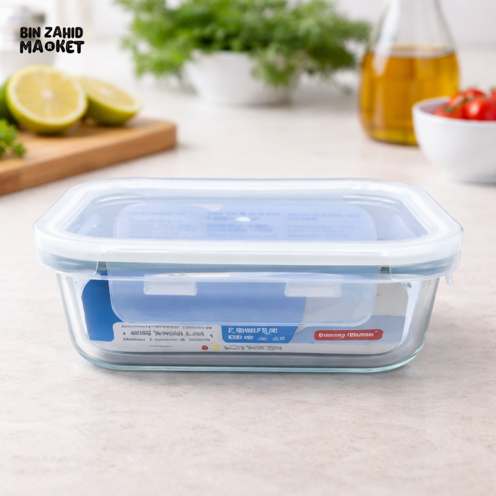DANNY HOME 1000ML RECTANGULAR GLASS FOOD STORAGE CRISPER WITH SILICONE SEAL LID BXH05-04