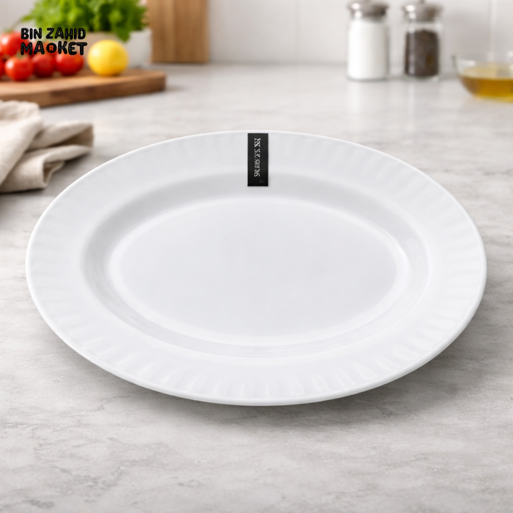 DANNY HOME 12 INCH OVAL WHITE CERAMIC SERVING PLATE PREMIUM DINNER PLATTER XYP120