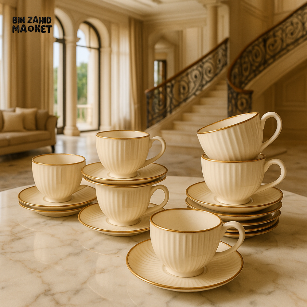 DANNY HOME 12 PIECE CERAMIC CUP AND SAUCER SET 220BW