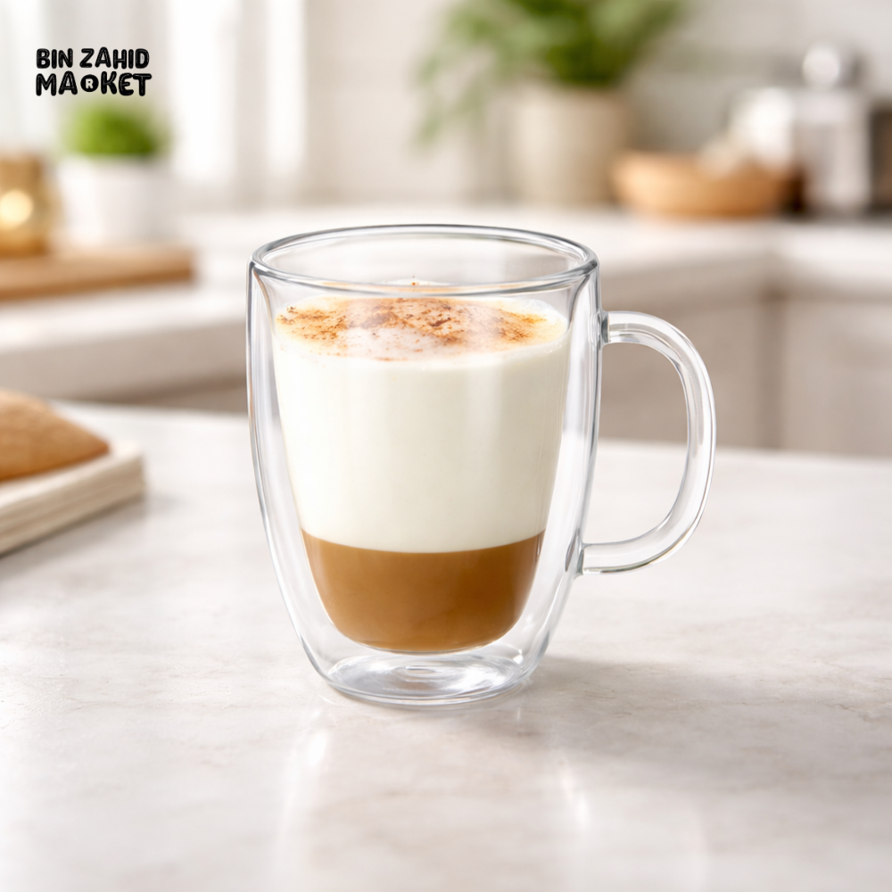 DANNY HOME 150ML PREMIUM DOUBLE WALL GLASS COFFEE MUG 2 PIECE -DW06-01