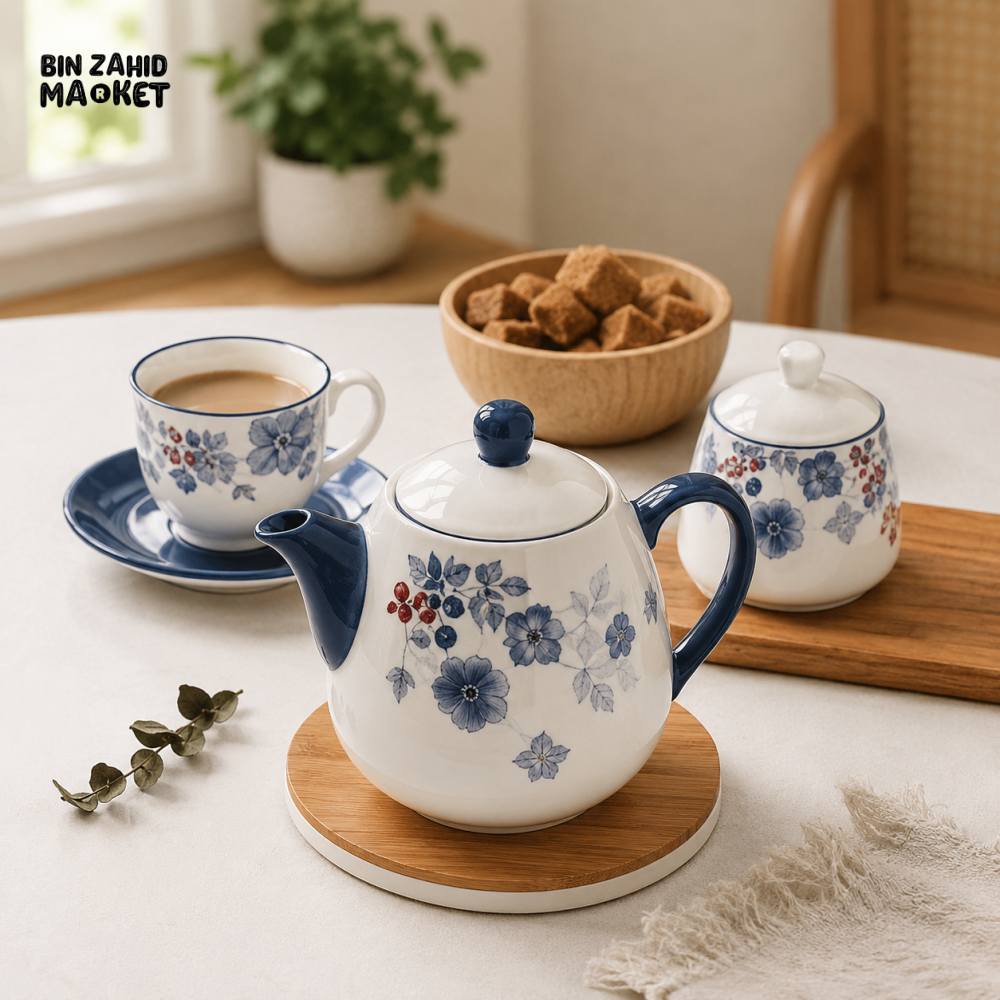 DANNY HOME 16-PIECE PORCELAIN TEA SET WITH FLORAL DESIGN SERVICE FOR 6 SF16T-012