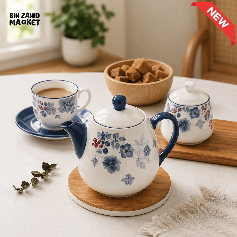 DANNY HOME 16-PIECE PORCELAIN TEA SET WITH FLORAL DESIGN SERVICE FOR 6 SF16T-012