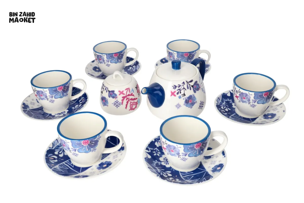 DANNY HOME 16 PIECE TEA SET WITH CUPS SAUCERS TEAPOT AND SUGAR POT - SF16T-012