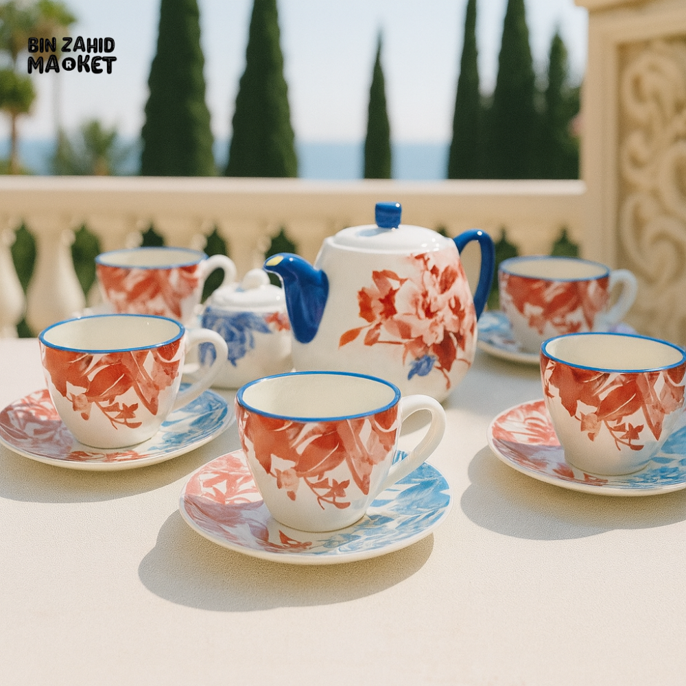 DANNY HOME 16 PIECE TEA SET WITH CUPS SAUCERS TEAPOT AND SUGAR POT - SF16T-05