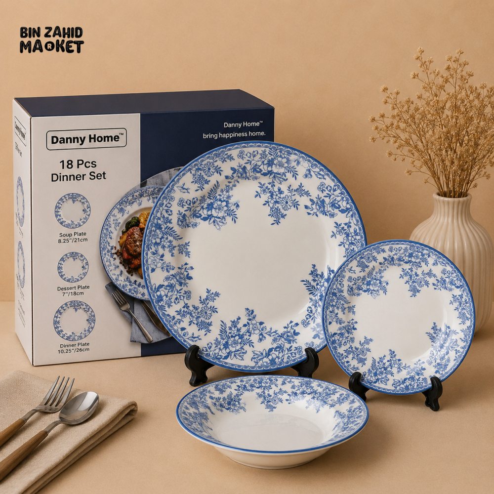 DANNY HOME 18 PCS BLUE BLOSSOM DINNER SET