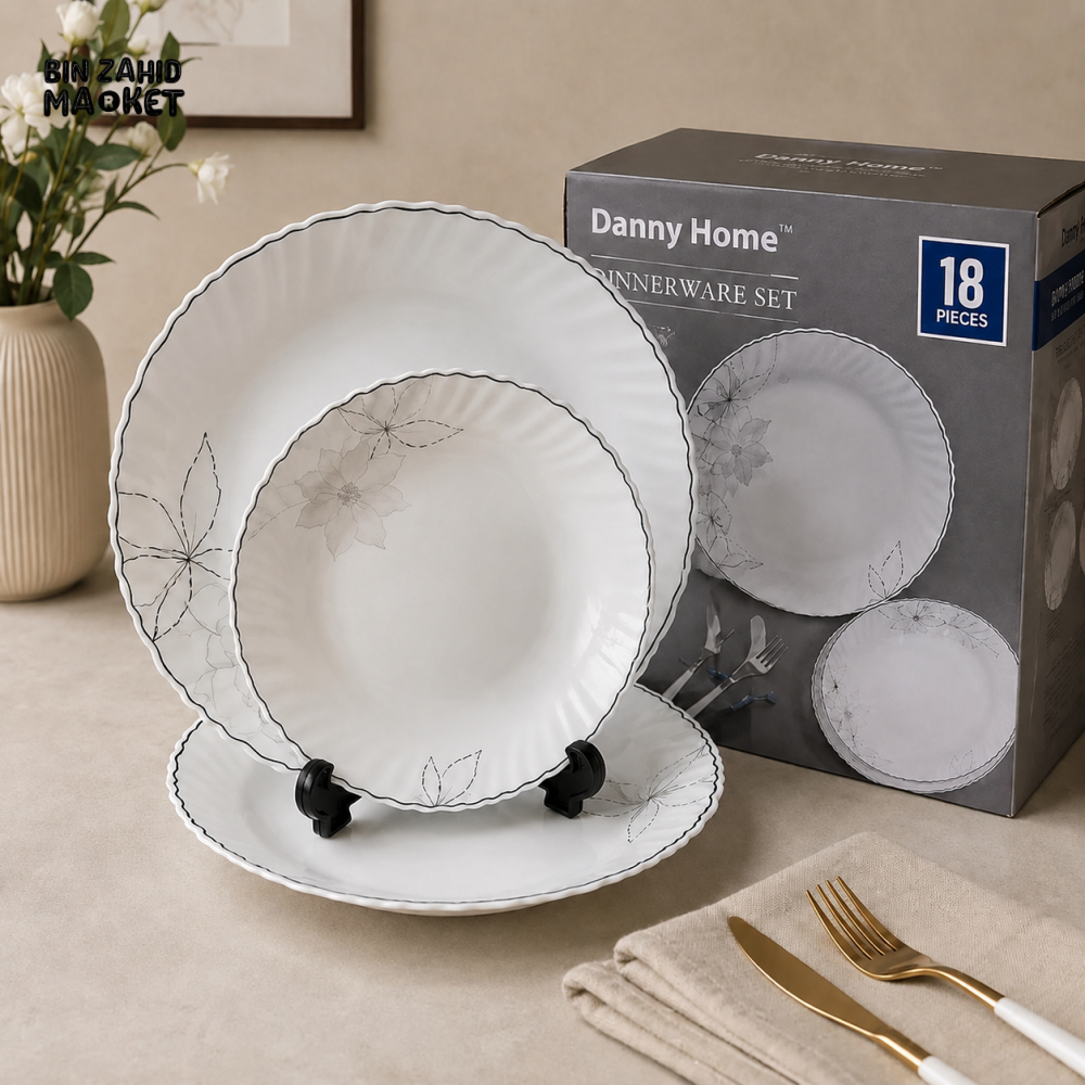 DANNY HOME 18 PCS ELEGANT FLORAL DINNERWARE SET