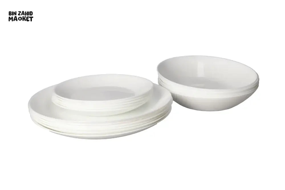 DANNY HOME 18 PIECE WHITE PORCELAIN DINNERWARE SET – DINNER SOUP & DESSERT PLATES LUXURY TABLEWARE SET FOR ELEGANT