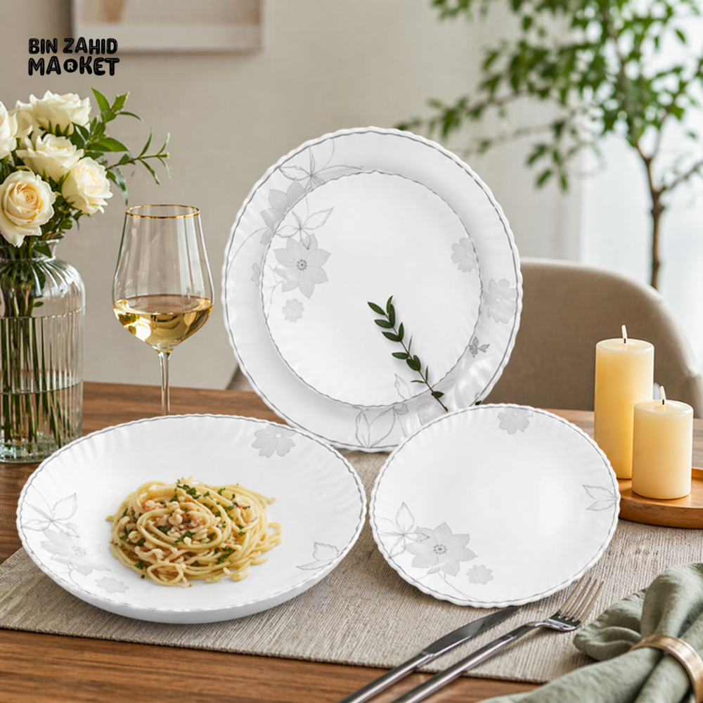 DANNY HOME 18PCS PORCELAIN DINNERWARE SET MODERN FLORAL TABLEWARE PLATES & BOWLS SET LXP18F-M