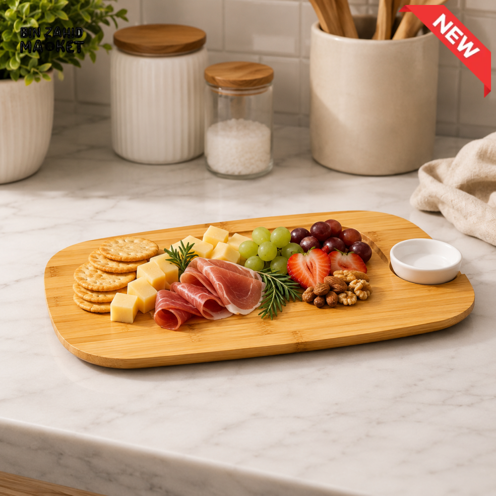 DANNY HOME 2-PIECE BAMBOO SERVING BOARD SET WITH CERAMIC DIP BOWL CZT40-01
