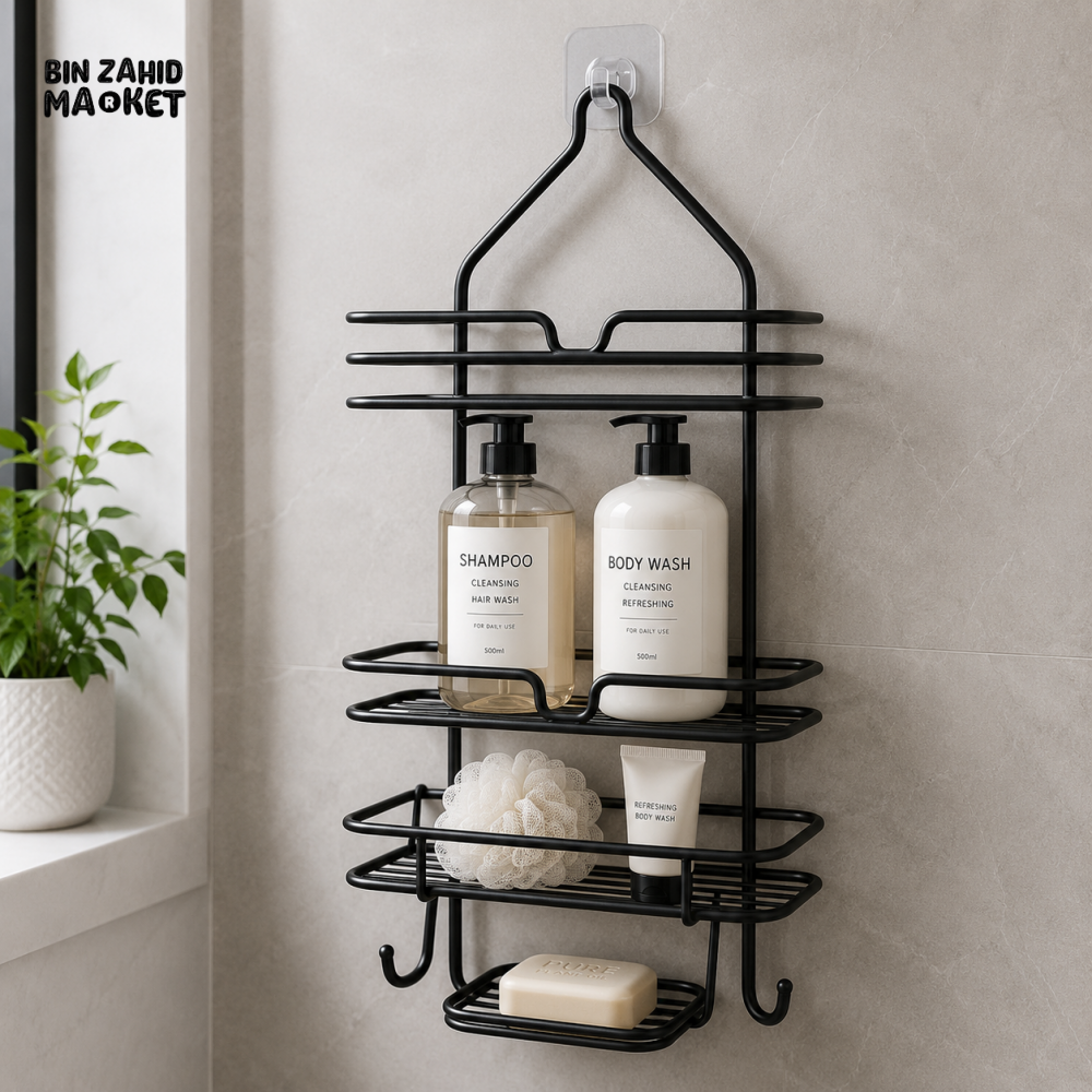DANNY HOME 2-TIER METAL HANGING SHOWER CADDY WITH SOAP HOLDER – ZYB105