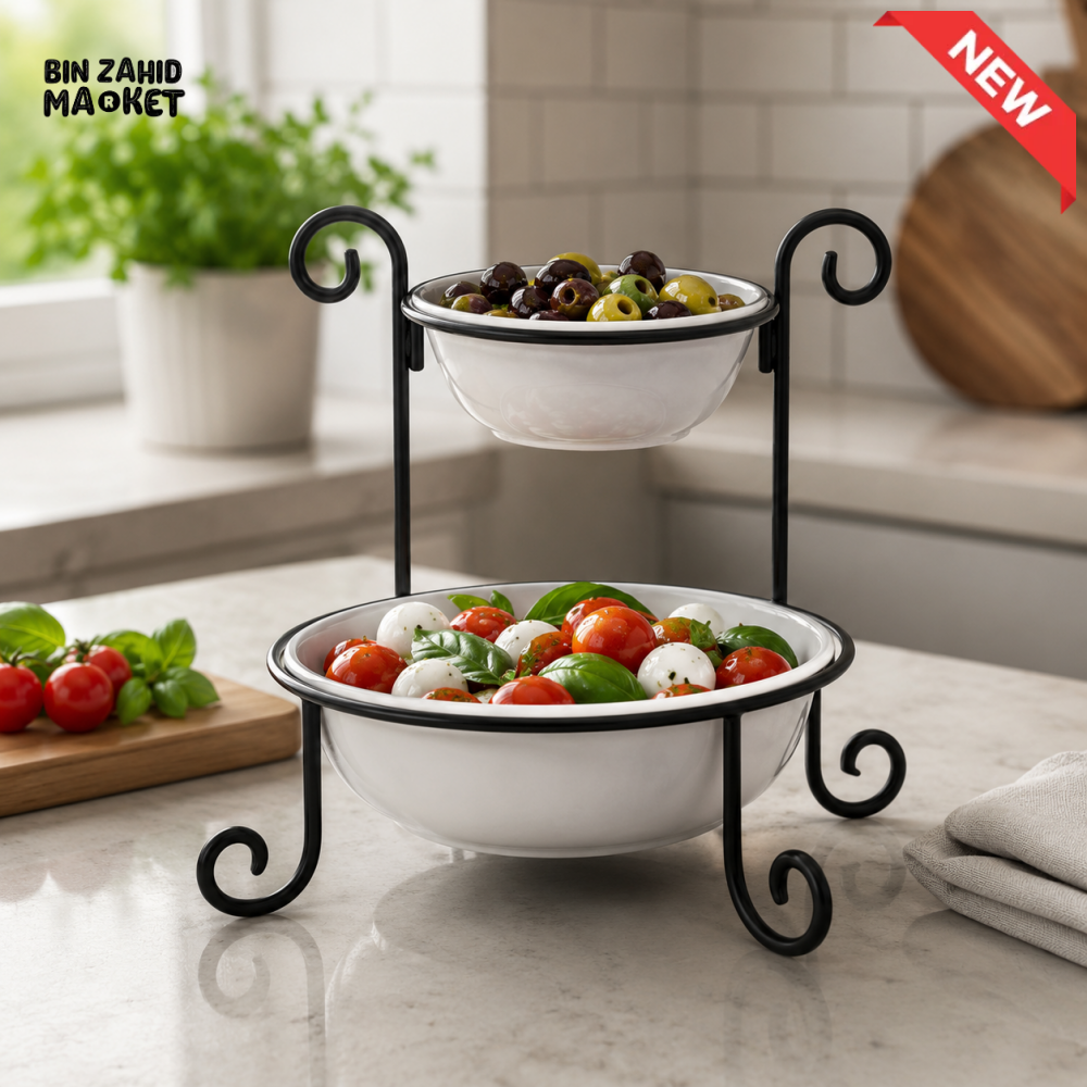 DANNY HOME 2 TIER PORCELAIN BOWL STAND SET – BW20-99