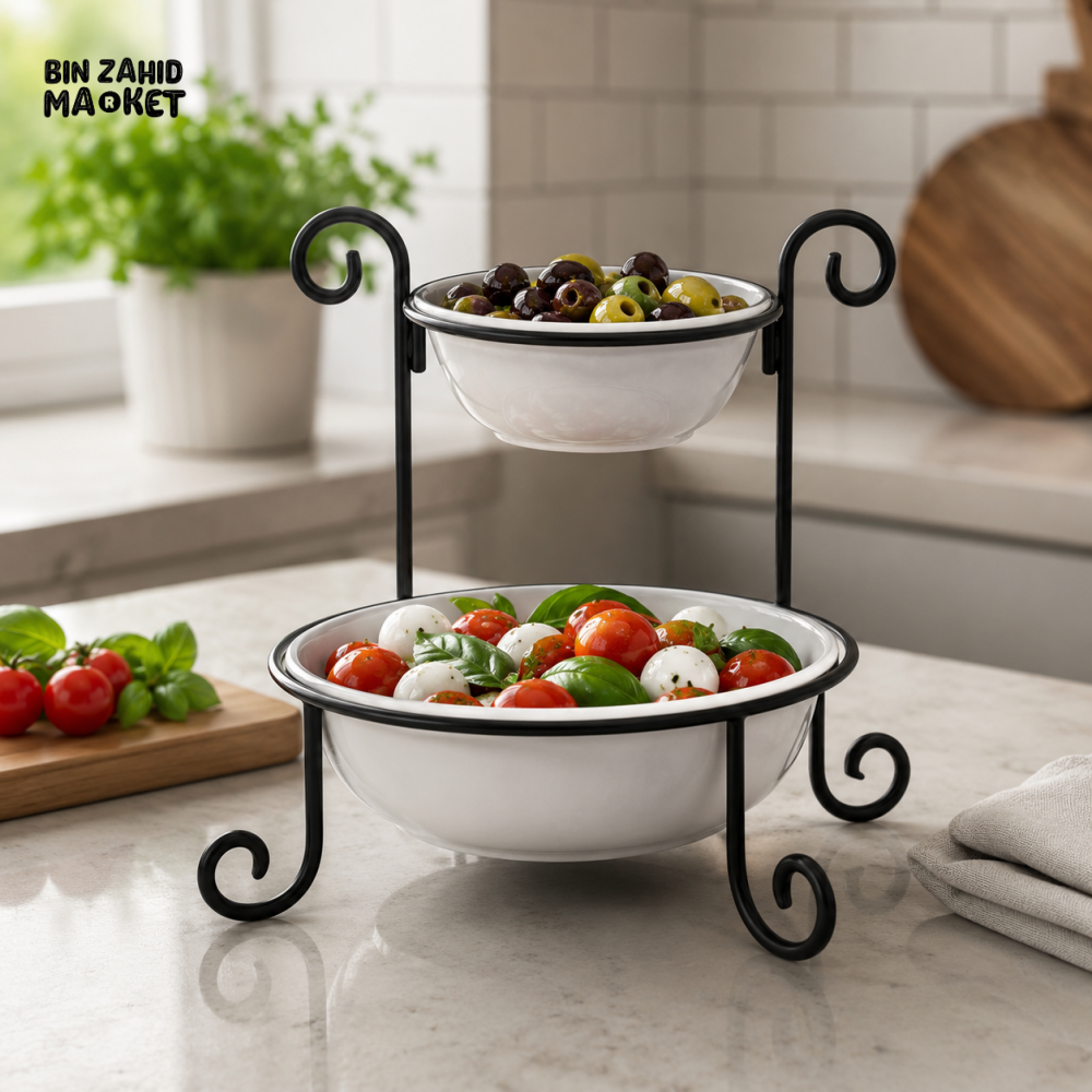 DANNY HOME 2 TIER PORCELAIN BOWL STAND SET – BW20-99