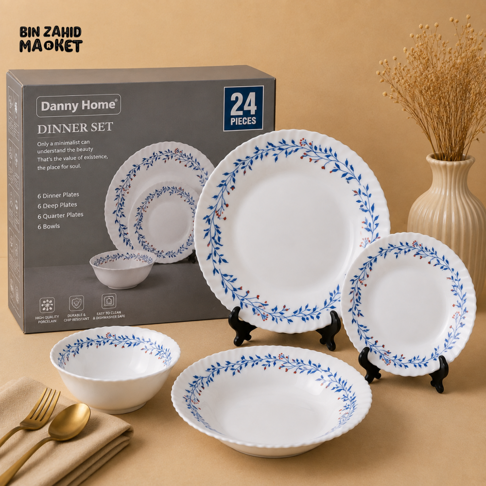 DANNY HOME 24 PCS BLUE BOTANICAL DINNER SET