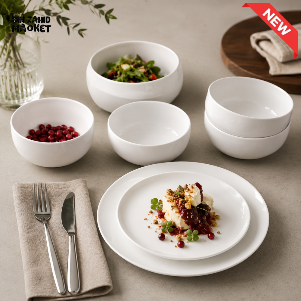 DANNY HOME 24-PIECE PORCELAIN DINNER SET CLASSIC WHITE SERVICE FOR 6 LML24W