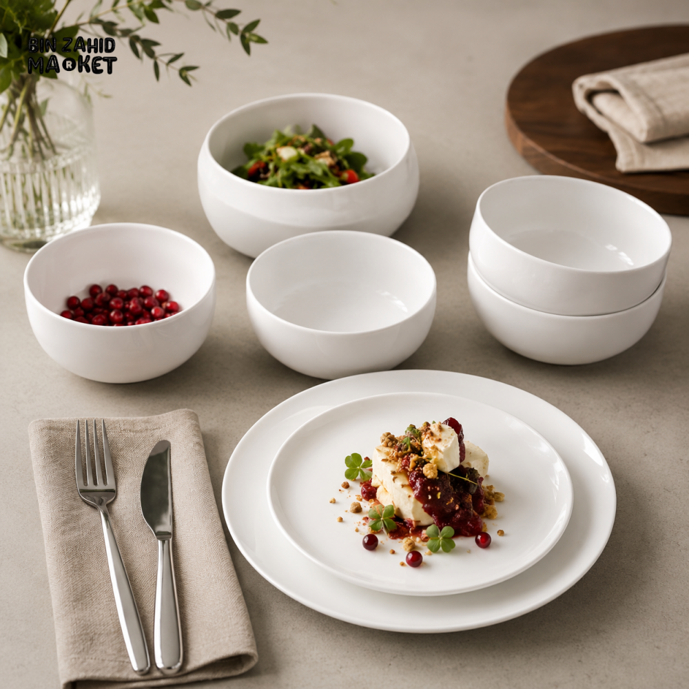 DANNY HOME 24-PIECE PORCELAIN DINNER SET CLASSIC WHITE SERVICE FOR 6 LML24W