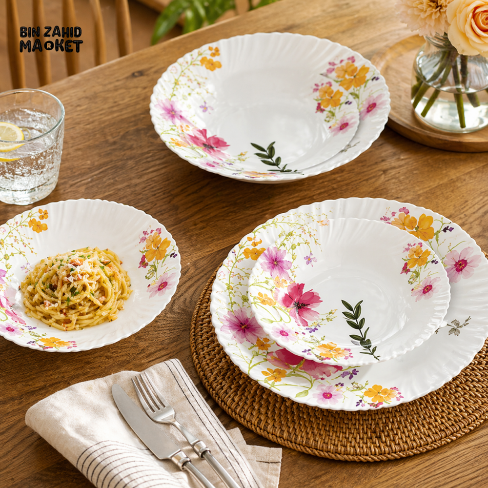 DANNY HOME 24PCS FLORAL PORCELAIN DINNER SET SERVICE FOR 6 ELEGANT TABLEWARE LXP24F-T