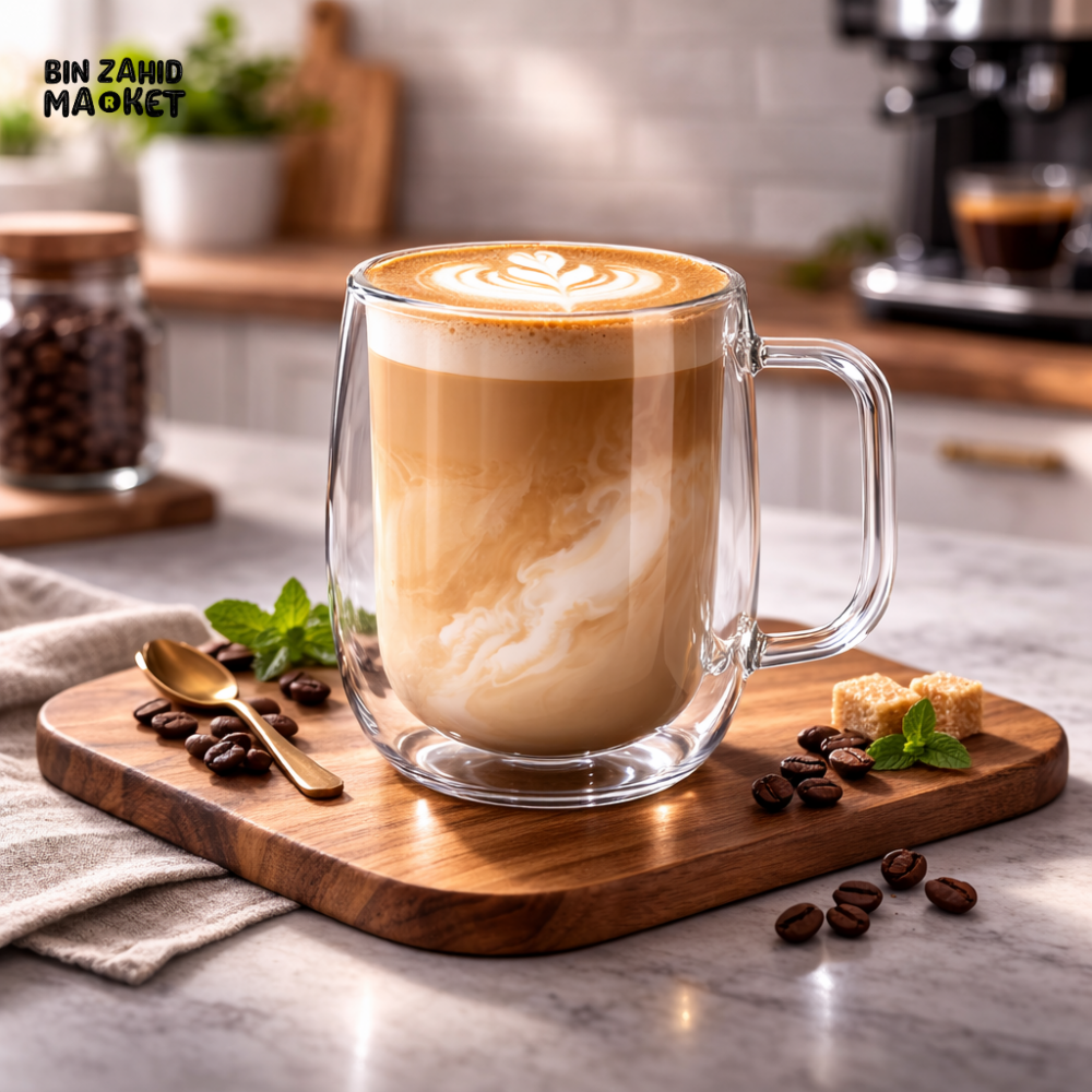 DANNY HOME 250ML DOUBLE WALL GLASS COFFEE MUG 2-PIECE SET -DW04-05
