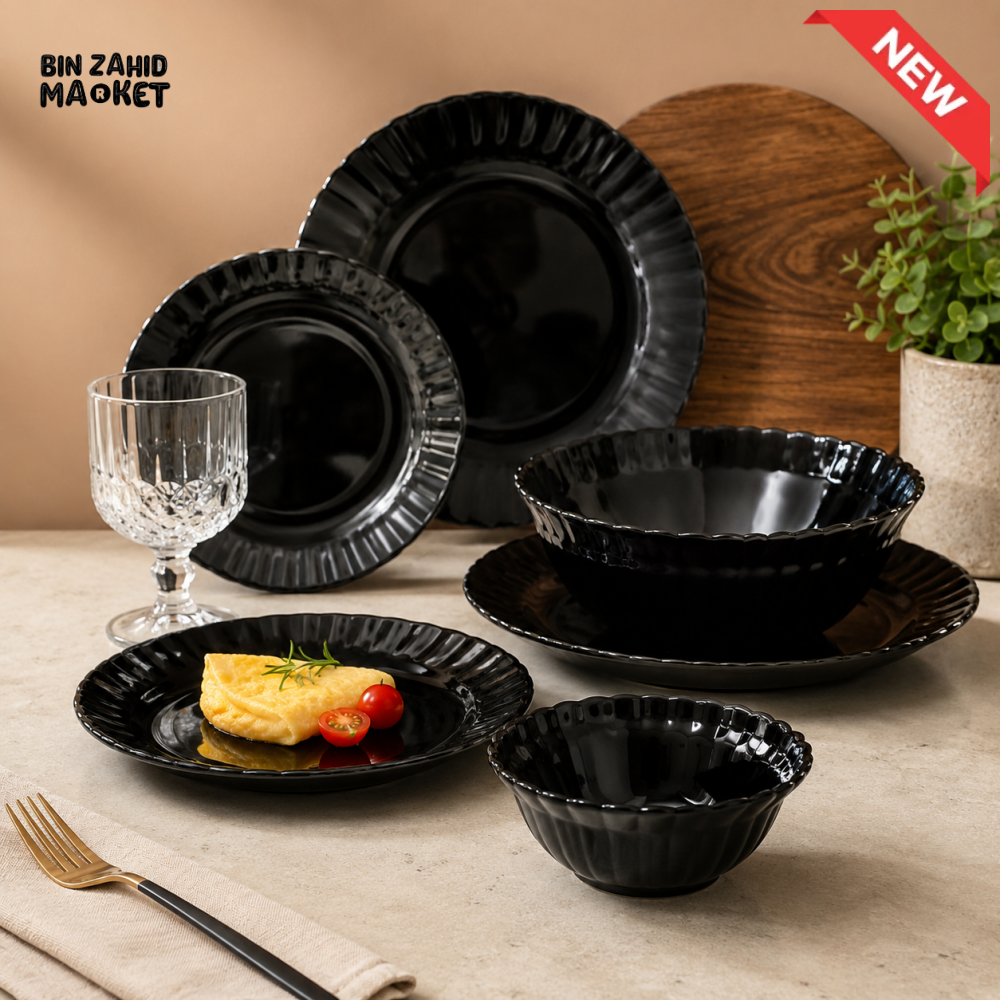 DANNY HOME 26 PIECE BLACK OPAL GLASS DINNER SET – BLXP26