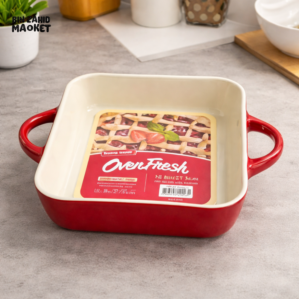 27CM SQUARE CERAMIC BAKING DISH WITH HANDLES – OVEN SAFE NON-STICK CASSEROLE PAN