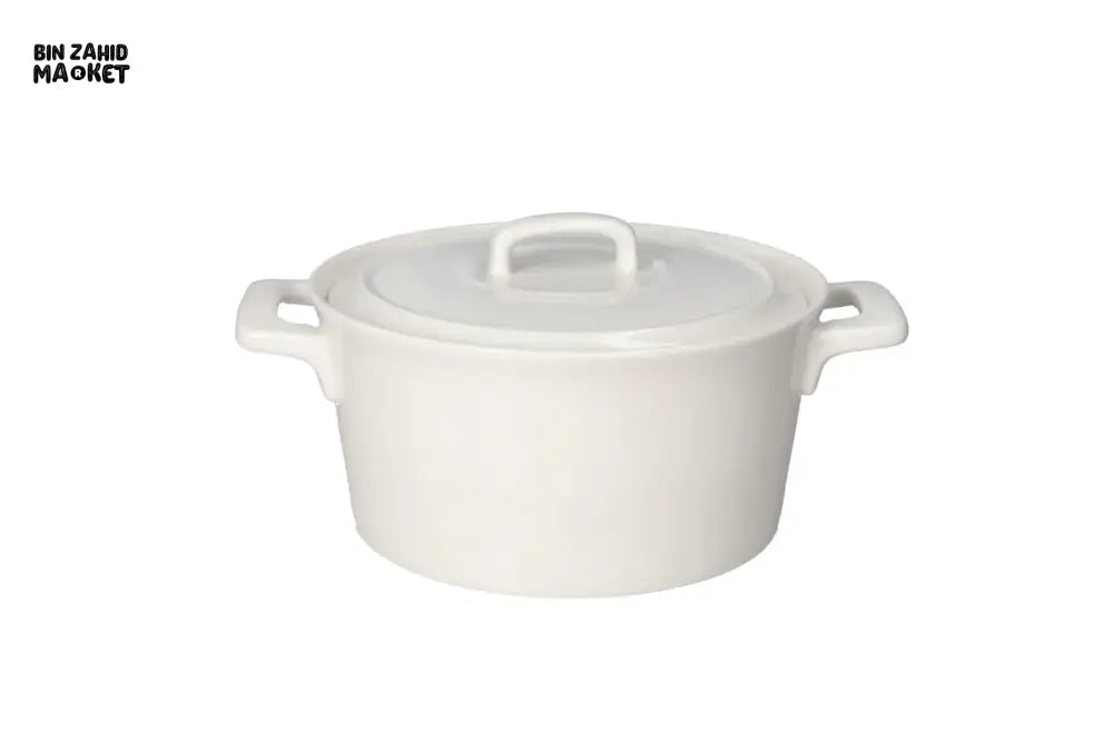 DANNY HOME 2L PORCELAIN CASSEROLE POT WITH LID – LUXURY WHITE SERVING & COOKING DISH FOR DINING TABLE - CPK-018