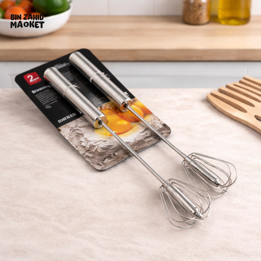 DANNY HOME 2PCS STAINLESS STEEL BALLOON WHISK SET – HEAVY DUTY EGG BEATER & MIXING TOOL 36CM + 30CM (DH4182)