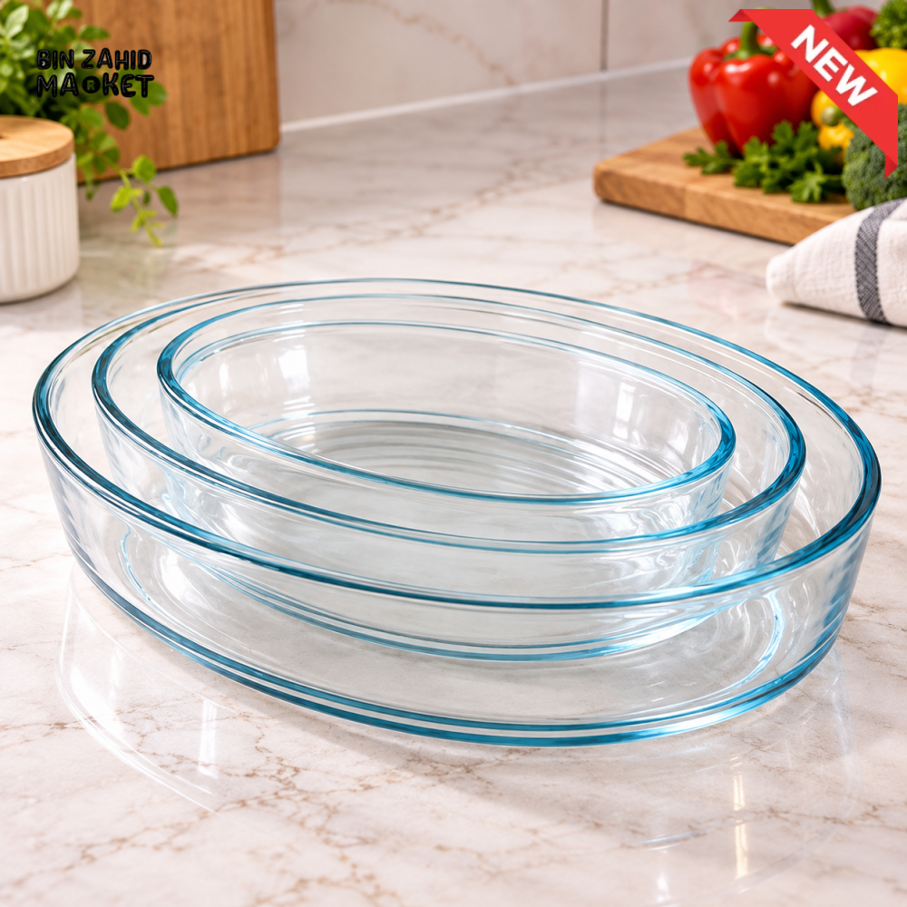 DANNY HOME 3 PCS OVAL GLASS BAKING DISH SET - Baking Dishes