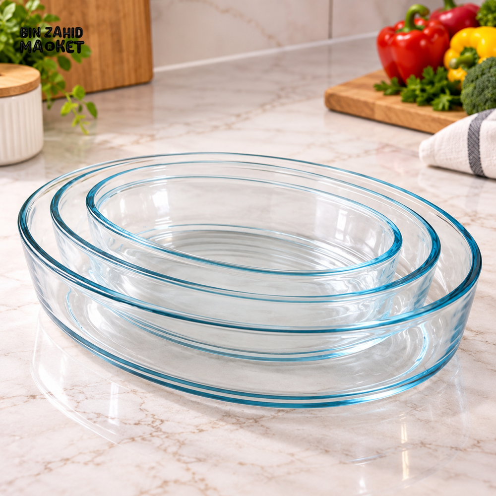 DANNY HOME 3 PCS OVAL GLASS BAKING DISH SET - Baking Dishes