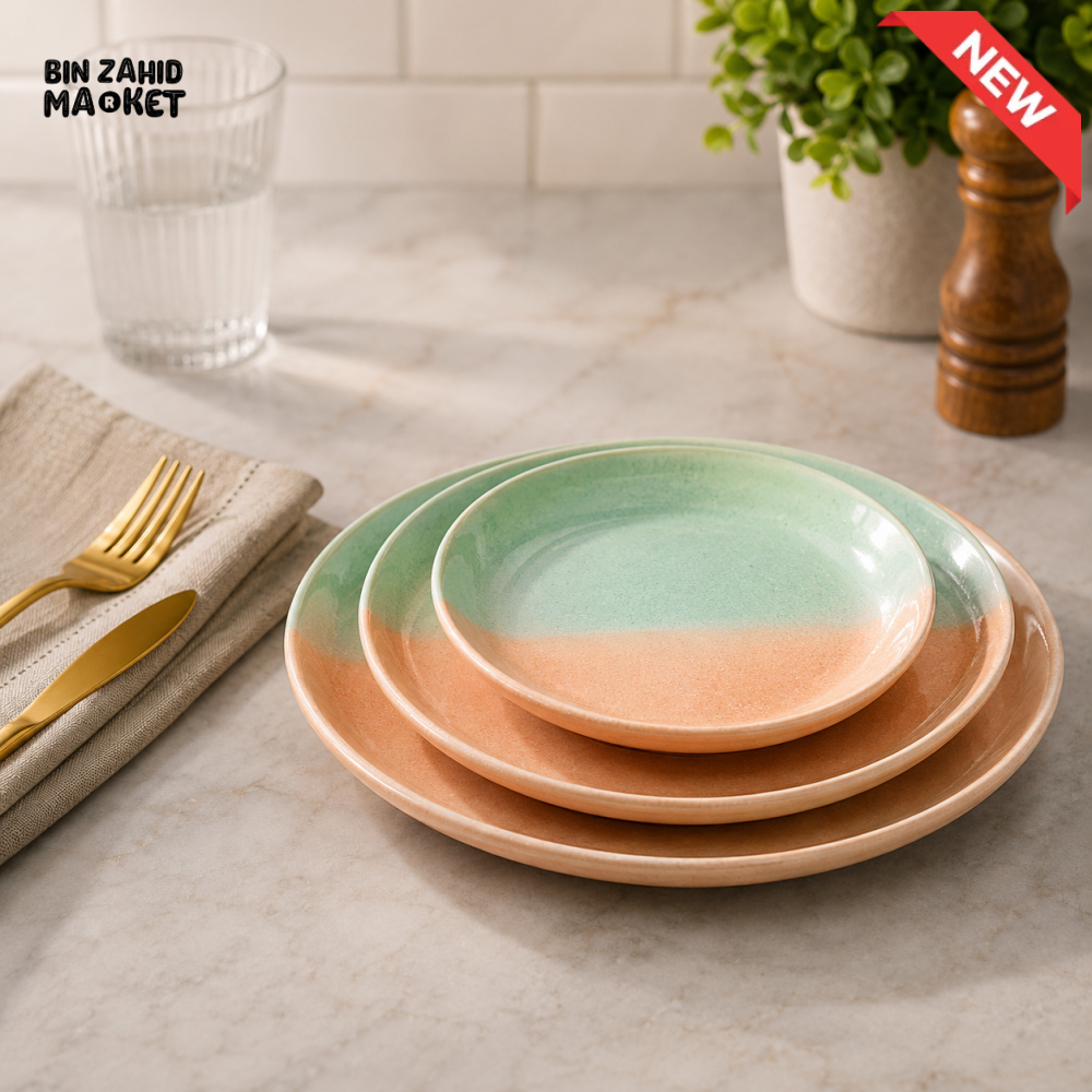 DANNY HOME 3-PIECE PORCELAIN SERVING BOWL SET 13CM + 16CM + 18CM PEACH & MINT GREEN GS2105-06