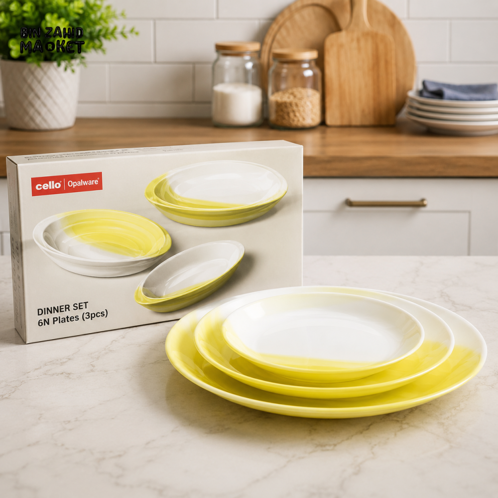 DANNY HOME 3-PIECE PORCELAIN SERVING BOWL SET 13CM + 16CM + 18CM YELLOW & WHITE GS2105-07