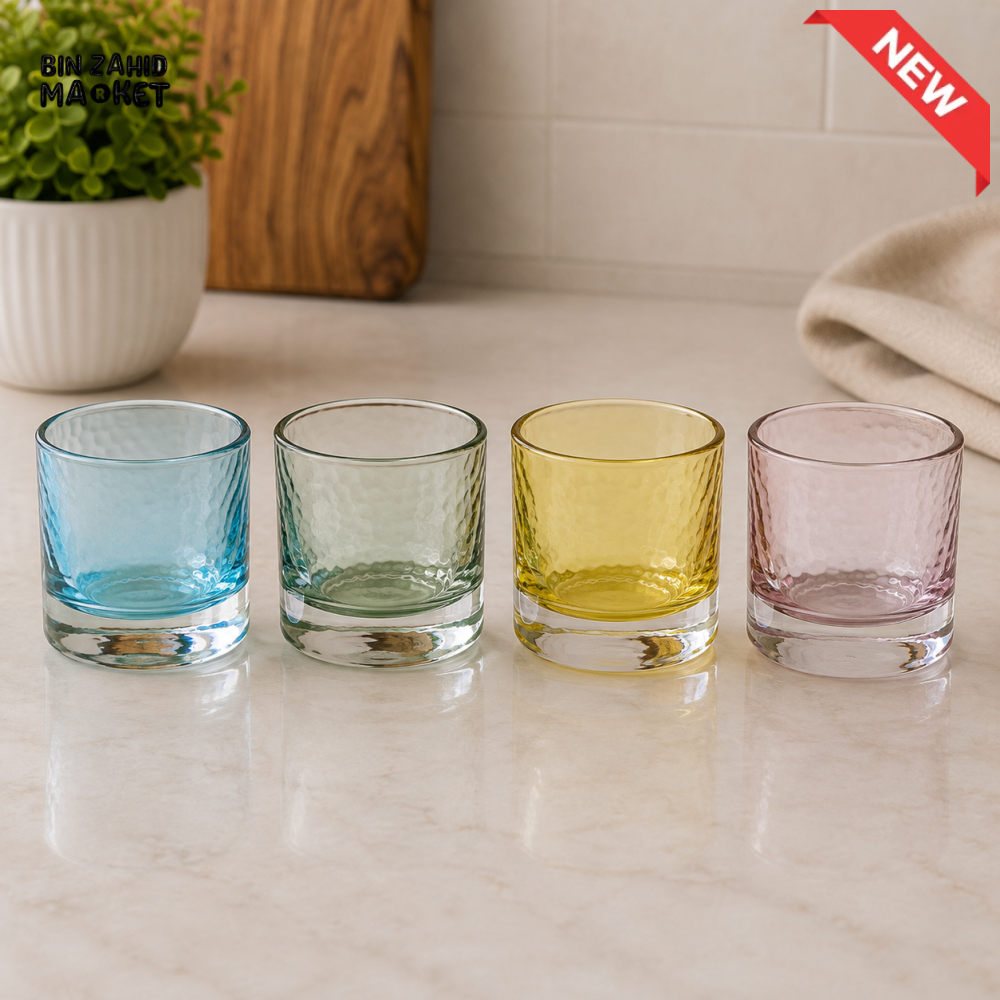 DANNY HOME 330 ML CLEAR GLASS WHISKEY TUMBLER WITH THICK BASE - 4 PIECE SET