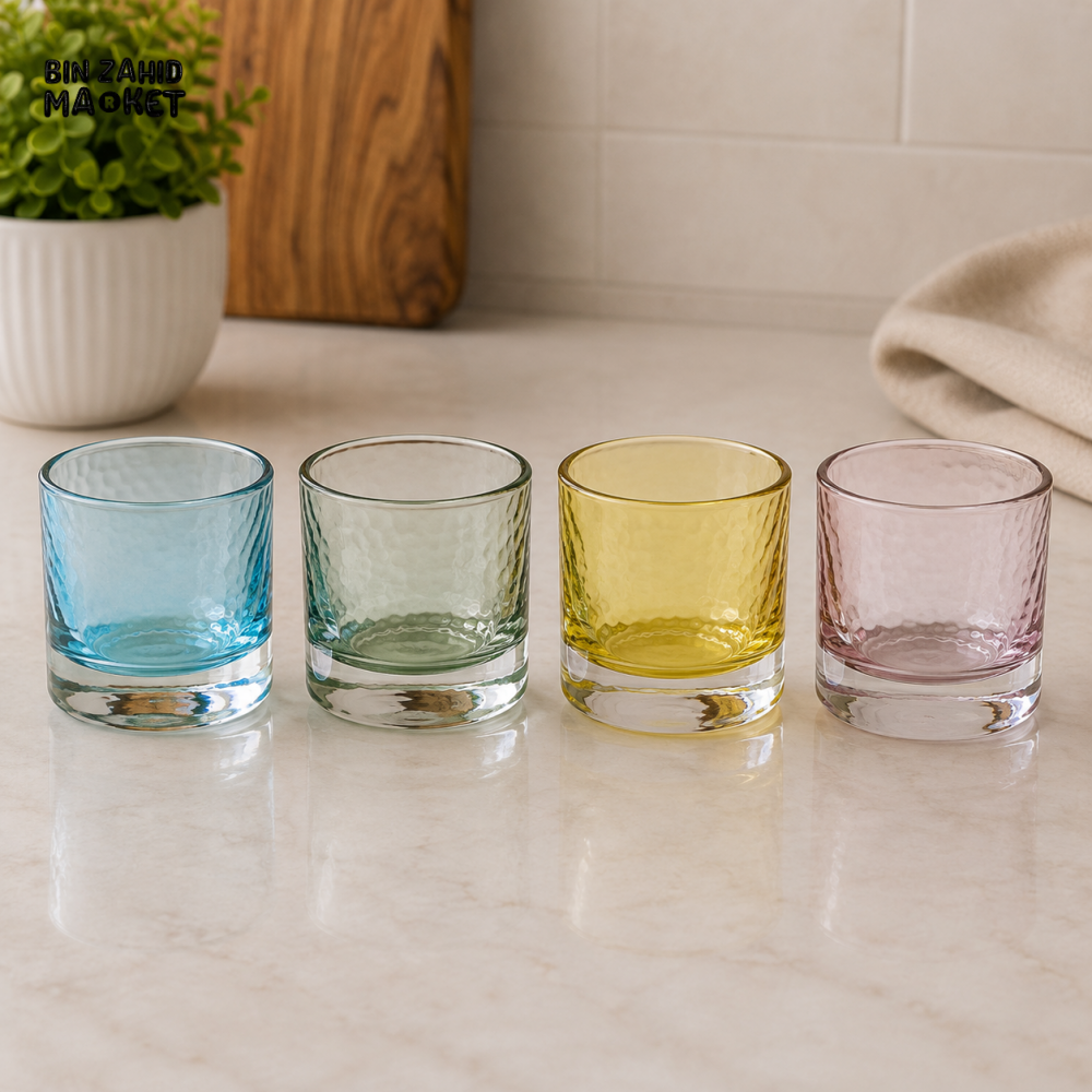 DANNY HOME 330 ML CLEAR GLASS WHISKEY TUMBLER WITH THICK BASE - 4 PIECE SET