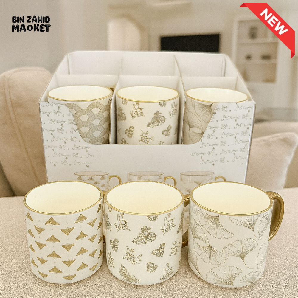 DANNY HOME 350ML LUXURY CERAMIC MUG GOLDEN HANDLE BZ01 6