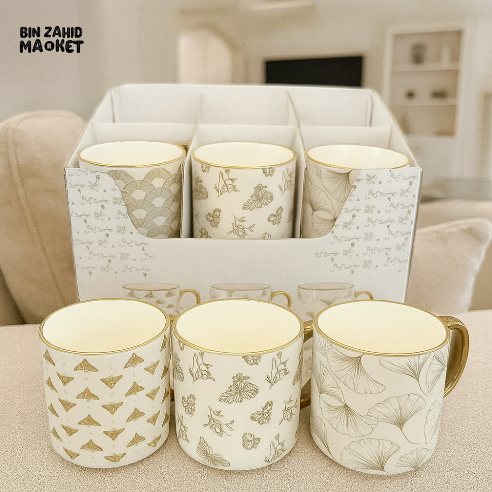DANNY HOME 350ML LUXURY CERAMIC MUG GOLDEN HANDLE BZ01 6