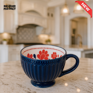 DANNY HOME 355ML MUG – LUXURY VILLA KITCHEN CERAMIC COFFEE CUP WITH FLORAL DESIGN BLUE DHMUG 15D