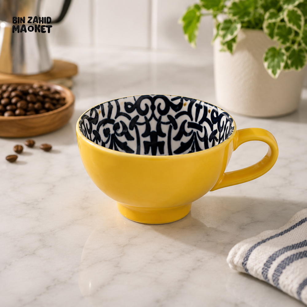 DANNY HOME 355ML SEINE CERAMIC COFFEE MUG WITH ARTISTIC BLACK & WHITE INTERIOR DESIGN DHMUG-07C