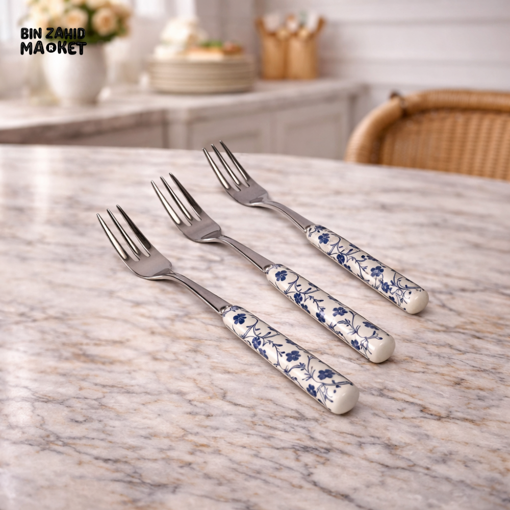 DANNY HOME 3PIECE FLORAL HANDLE STAINLESS STEEL DESSERT FORK -RD2011-5