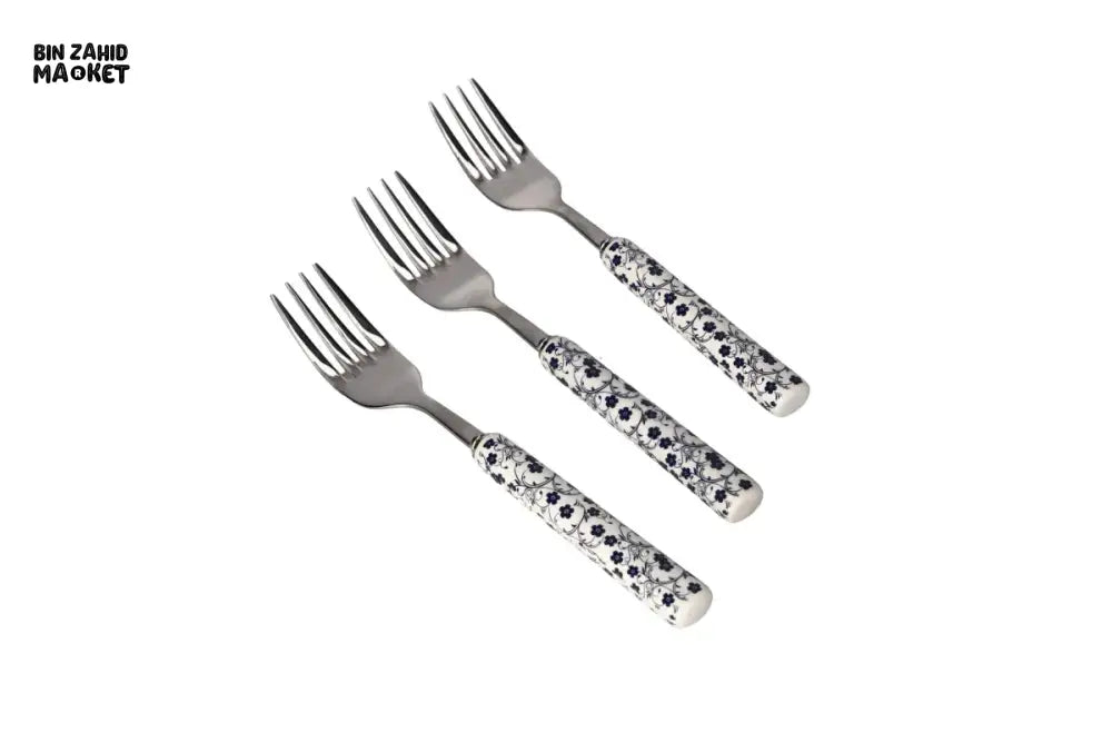 DANNY HOME 3PIECE FLORAL HANDLE STAINLESS STEEL DINING FORK SET -RD2011-3