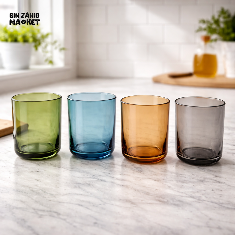 DANNY HOME 4 PIECE 450ML COLORFUL GLASS TUMBLER SET -KY-065