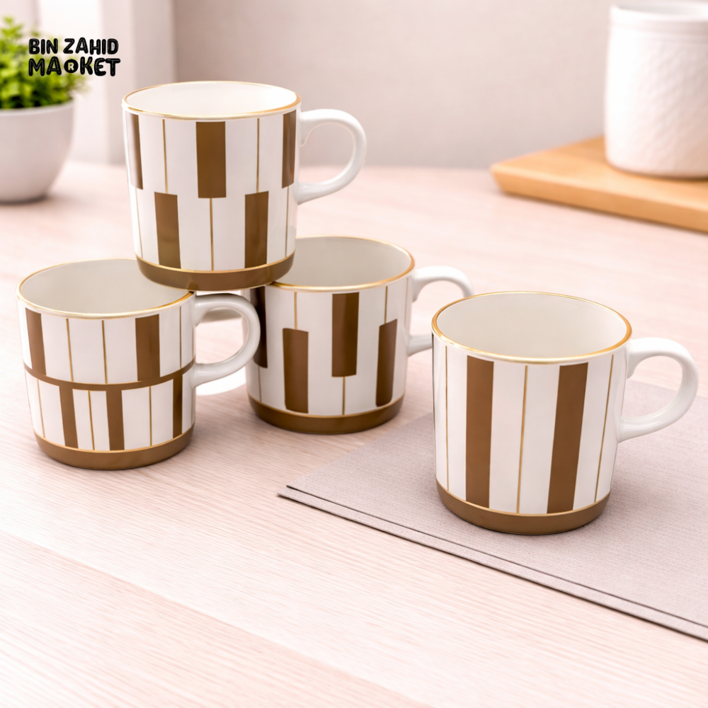 DANNY HOME 400ML LUXURY GOLD STRIPE COFFEE & TEA CUPS - Mugs