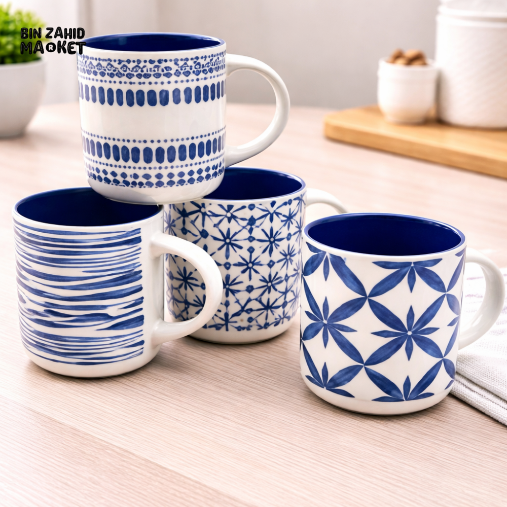 DANNY HOME 450ML BLUE & WHITE PATTERN COFFEE & TEA CUP -T01-10