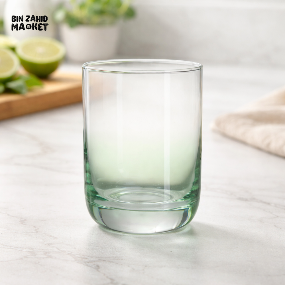 DANNY HOME 4PCS 310ML GLASS TUMBLER DRINKING SET CLEAR / GREEN DRINKWARE PREMIUM QUALITY CB26-17