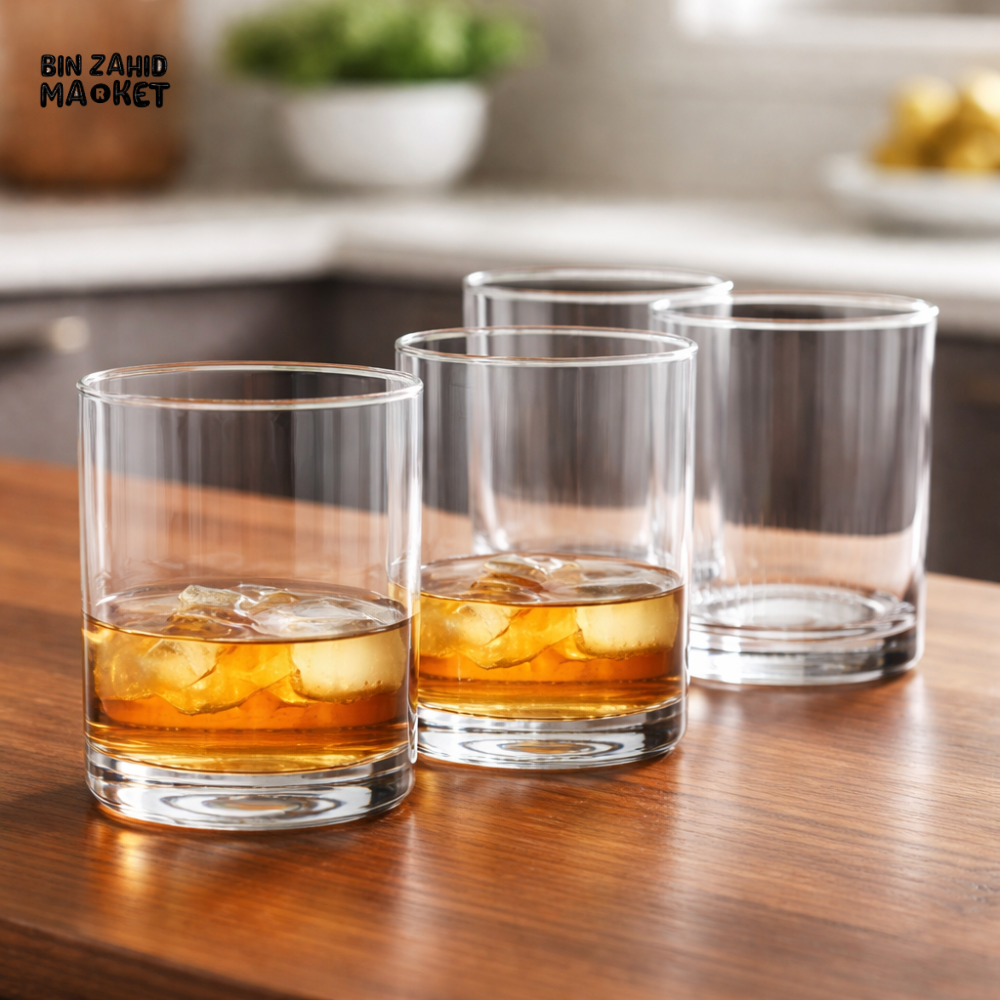 DANNY HOME 4PCS 410ML CRYSTAL WHISKEY GLASS SET HEAVY BASE CLEAR DRINKING TUMBLERS BARWARE GIFT SET CB28-01