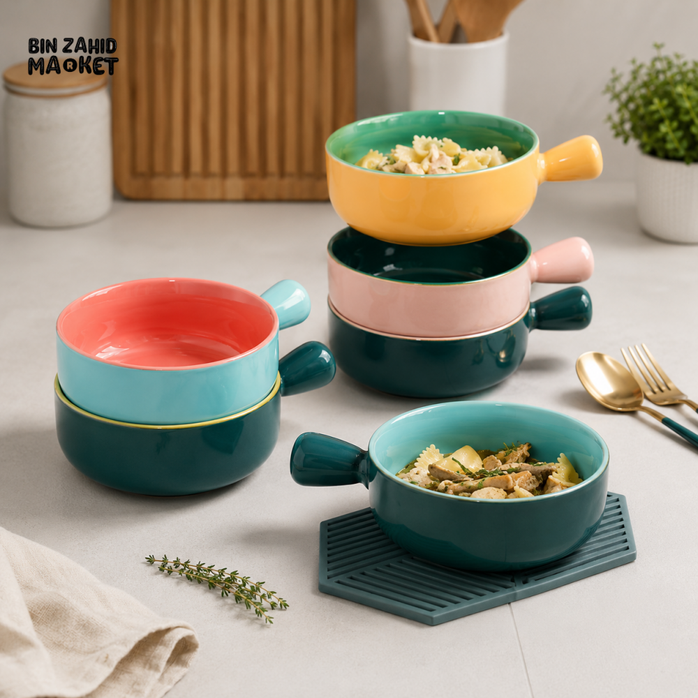 DANNY HOME 6.2’’ ROUND PORCELAIN BAKING DISH WITH HANDLES OVEN-TO-TABLE BAKEWARE CZT08-02