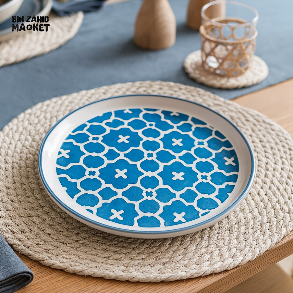 DANNY HOME 60FGDGP ROUND DINNER PLATE – ELEGANT CERAMIC SERVEWARE - BLUE