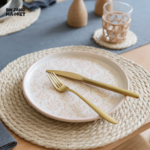 DANNY HOME 60FGDGP ROUND DINNER PLATE – ELEGANT CERAMIC SERVEWARE - BLUSH PINK