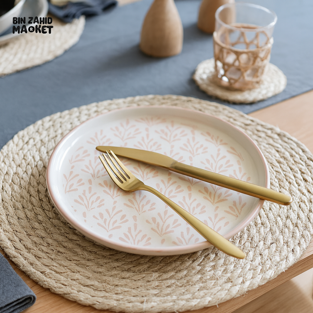 DANNY HOME 60FGDGP ROUND DINNER PLATE – ELEGANT CERAMIC SERVEWARE - BLUSH PINK
