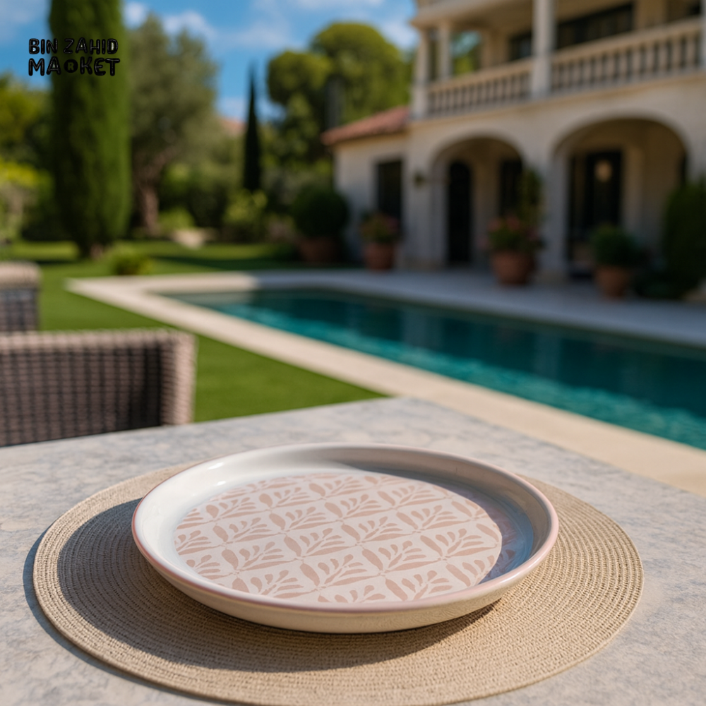 DANNY HOME 60FGDGP ROUND DINNER PLATE – ELEGANT CERAMIC SERVEWARE - BLUSH PINK