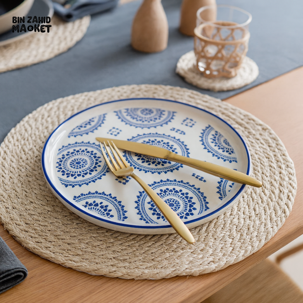 DANNY HOME 60FGDGP ROUND DINNER PLATE – ELEGANT CERAMIC SERVEWARE - ROYAL BLUE